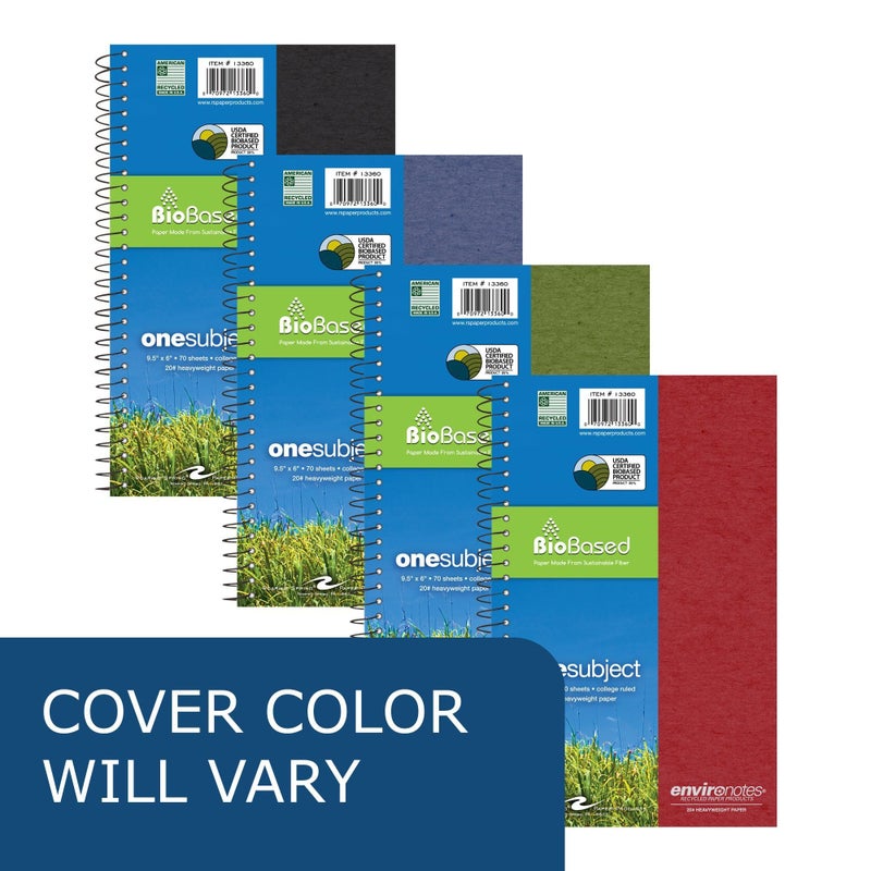 Roaring Spring Environotes Recycled Notebook, 70 Sheets, 9.5" x 6", College Ruled, 1 Subject Notebook, Assorted Earthtone Cover Colors - Image 4